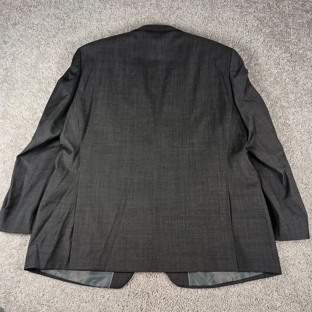 Claiborne 44R 42x30 Mens Suit Grey Herringbone Wool Blend Modern Fit Stretch